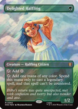 Delighted Halfling (Borderless) (Surge Foil) (065) [The Hobbit: Eternal-Legal] Foil