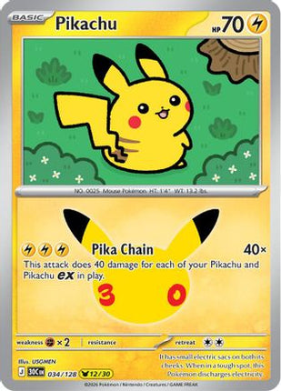 Pikachu - 034/128 034/128 - ME 30th Celebration Holofoil