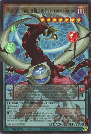Odd-Eyes Pendulum Dragon, Four Heavenly Dragons (Extended Art) (Ultra Rare) [MAMO-EN013] Magnificent Monsters 1st Edition