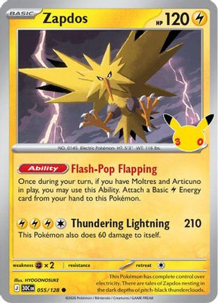 Zapdos - 055/128 055/128 - ME 30th Celebration Holofoil
