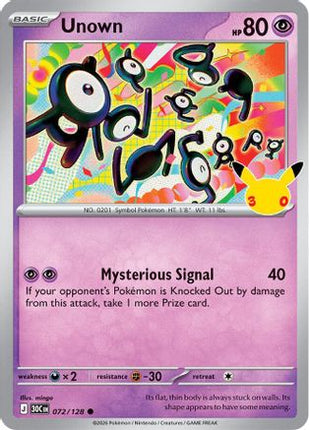 Unown 072- ME 30th Celebration Holofoil