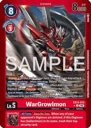 WarGrowlmon (Limited Foil) [EX13-013] [Chivalrous XIII] Foil