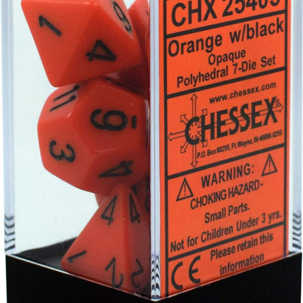Chessex D&D Dice-16mm Opaque Orange and Black Plastic Polyhedral Dice Set