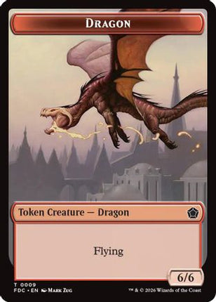 Dragon (0009) // Treasure Double-Sided Token (9 // 16) [Commander: Foundations]