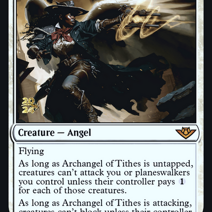 Archangel of Tithes [Outlaws of Thunder Junction Promos] Prerelease Foil