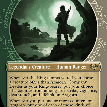 Aragorn, Company Leader (Showcase) (Borderless) [The Lord of the Rings: Tales of Middle-earth] Surge Foil