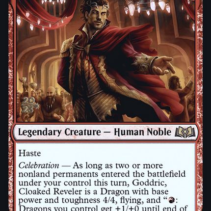 Goddric, Cloaked Reveler [Wilds of Eldraine Promos] Prerelease Foil