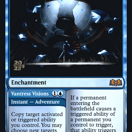 Virtue of Knowledge // Vantress Visions [Wilds of Eldraine Promos] Prerelease Foil
