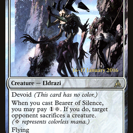 Bearer of Silence (devoid) [Oath of the Gatewatch Promos] Prerelease Foil