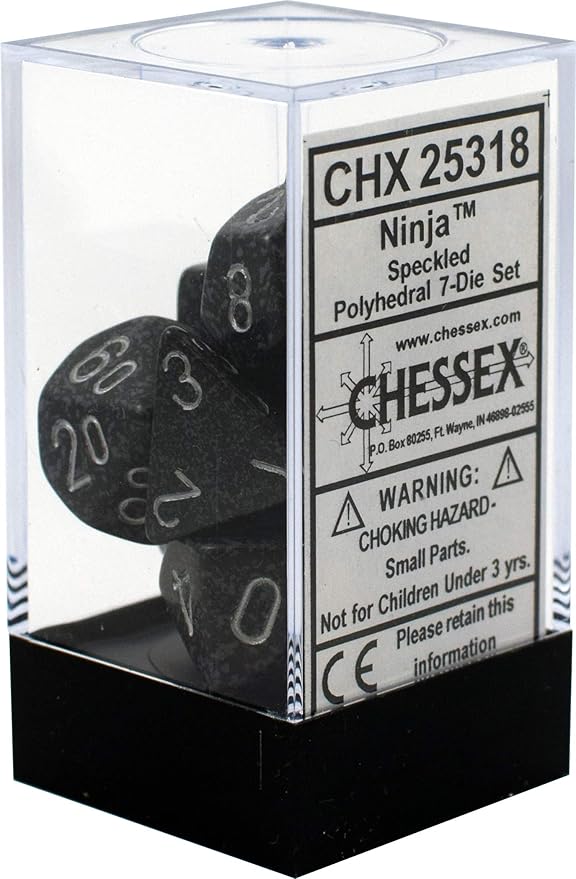 Chessex D&D Dice-16mm Speckled Ninja Plastic Polyhedral Dice Set