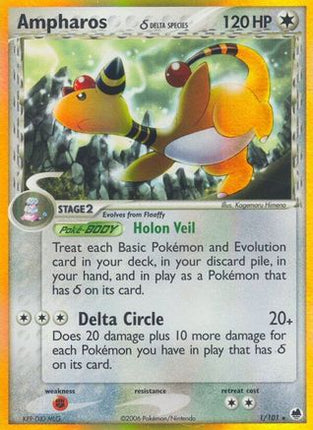 Ampharos (Delta Species) - 1/106 [Dragon Frontiers] Holofoil