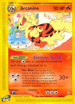 Arcanine - 2/null [Aquapolis] Reverse Holofoil