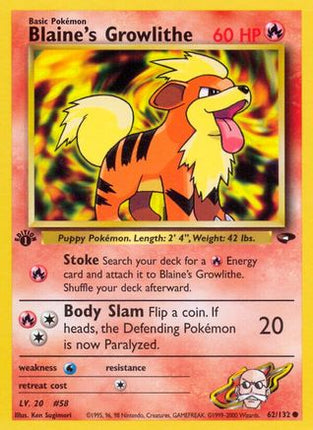 Blaine's Growlithe - 62/132 [Gym Challenge] 1st Edition