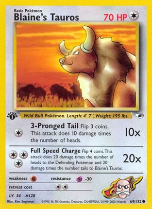 Blaine's Tauros - 64/132 [Gym Heroes] Unlimited