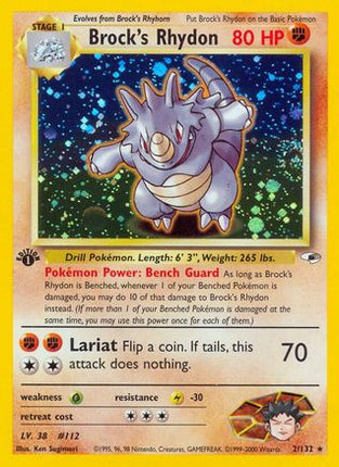 Brock's Rhydon - 2/132 [Gym Heroes] 1st Edition Holofoil