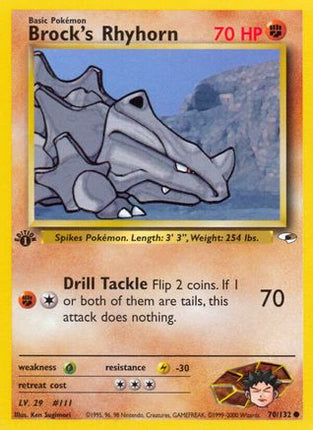 Brock's Rhyhorn (70) - 70/132 [Gym Heroes] 1st Edition