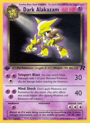 Dark Alakazam (18) - 18/82 [Team Rocket] 1st Edition