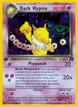 Dark Hypno (9) - 9/82 [Team Rocket] 1st Edition Holofoil