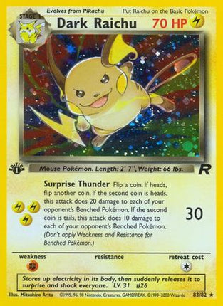 Dark Raichu - 83/82 [Team Rocket] 1st Edition Holofoil