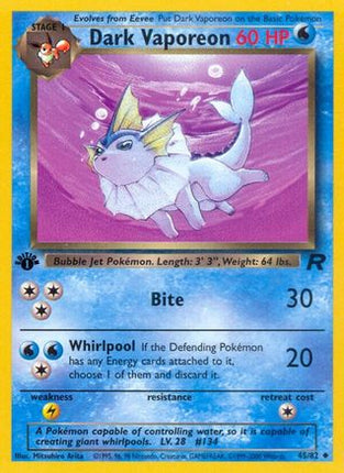 Dark Vaporeon - 45/82 [Team Rocket] 1st Edition