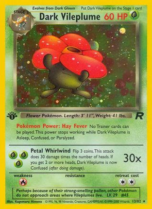 Dark Vileplume (13) - 13/82 [Team Rocket] 1st Edition Holofoil