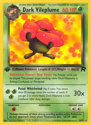 Dark Vileplume (30) - 30/82 [Team Rocket] 1st Edition