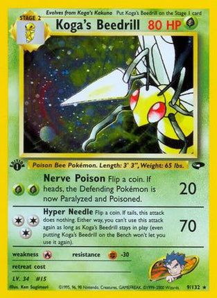 Koga's Beedrill - 9/132 [Gym Challenge] Unlimited Holofoil