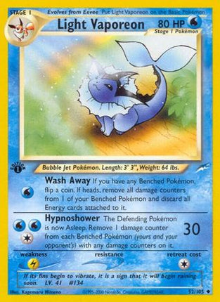 Light Vaporeon - 52/105 [Neo Destiny] 1st Edition