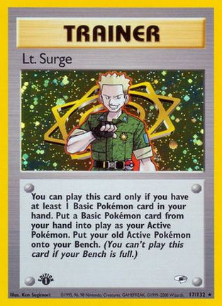 Lt. Surge (17) - 17/132 [Gym Heroes] 1st Edition Holofoil