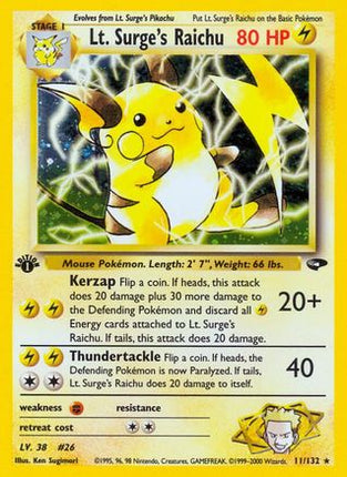 Lt. Surge's Raichu - 11/132 [Gym Challenge] 1st Edition Holofoil