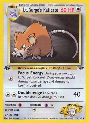 Lt. Surge's Raticate - 53/132 [Gym Challenge] 1st Edition