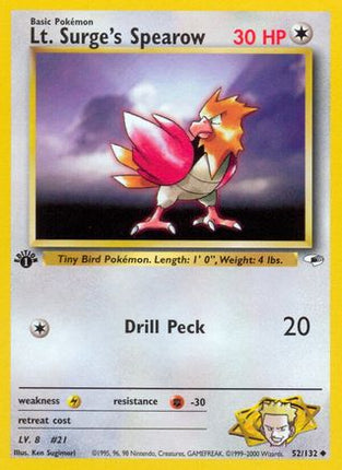 Lt. Surge's Spearow (52) - 52/132 [Gym Heroes] Unlimited