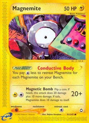 Magnemite (91) - 91/147 [Aquapolis] Reverse Holofoil