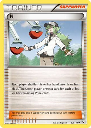 N (Supporter) - 92/101 [Noble Victories] Reverse Holofoil