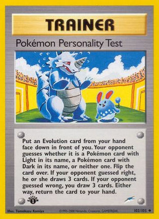Pokemon Personality Test - 102/105 [Neo Destiny] 1st Edition