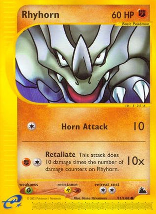 Rhyhorn - 91/144 [Skyridge] Reverse Holofoil