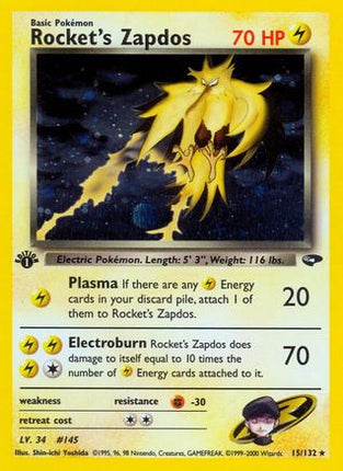 Rocket's Zapdos - 15/132 [Gym Challenge] 1st Edition Holofoil