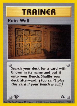 Ruin Wall - 74/75 [Neo Discovery] 1st Edition