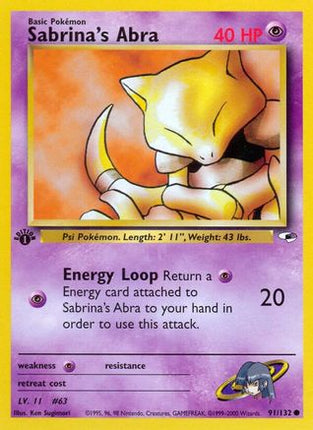 Sabrina's Abra - 91/132 [Gym Heroes] 1st Edition