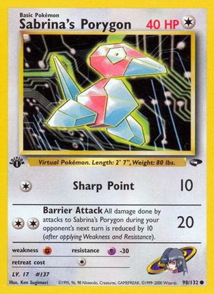 Sabrina's Porygon - 98/132 [Gym Challenge] 1st Edition