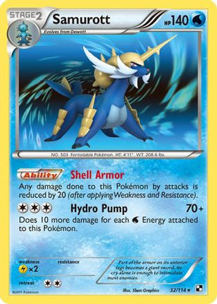 Samurott (32) - 32/114 [Black and White] Holofoil