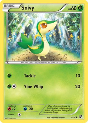 Snivy (1) - 1/114 [Black and White] Reverse Holofoil