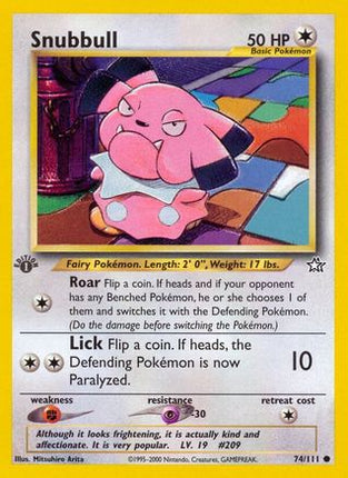 Snubbull - 74/111 [Neo Genesis] 1st Edition