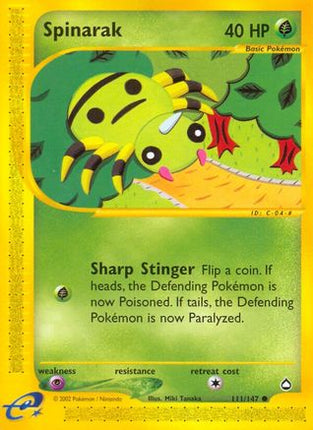Spinarak (111) - 111/147 [Aquapolis] Reverse Holofoil