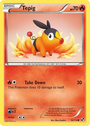 Tepig (16) - 16/114 [Black and White] Reverse Holofoil