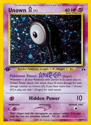 Unown [A] (14) - 14/75 [Neo Discovery] Unlimited Holofoil