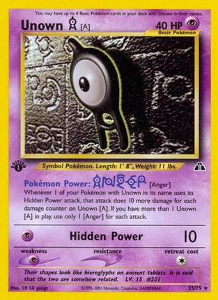 Unown [A] (33) - 33/75 [Neo Discovery] 1st Edition