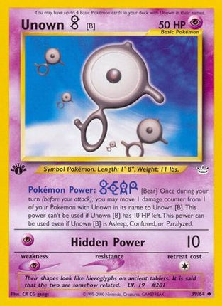 Unown [B] - 39/64 [Neo Revelation] Unlimited