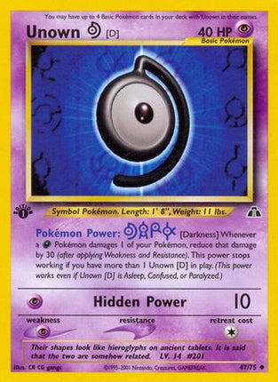 Unown [D] - 47/75 [Neo Discovery] 1st Edition