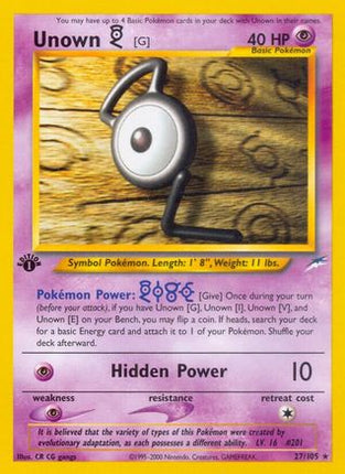 Unown [G] - 27/105 [Neo Destiny] Unlimited